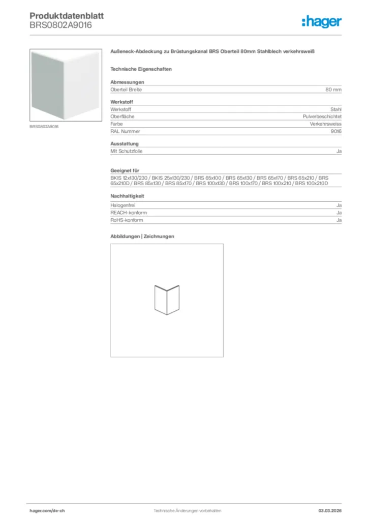 Bild Hager Produktdatenblatt BRS0802A9016 | Hager Schweiz