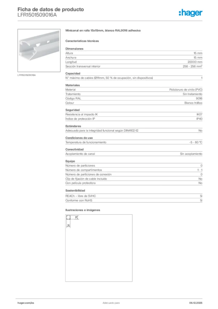 Imagen Hager Ficha de datos de producto LFR1501509016A | Hager España
