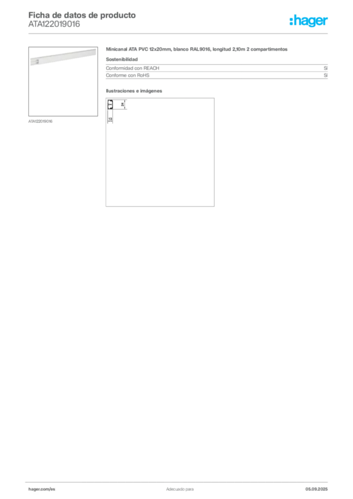 Imagen Hager Ficha de datos de producto ATA122019016 | Hager España