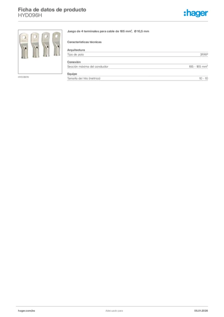 Imagen Hager Ficha de datos de producto HYD096H | Hager España