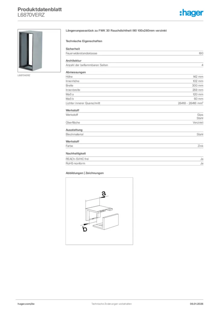 Bild Hager Produktdatenblatt L6870VERZ | Hager Deutschland