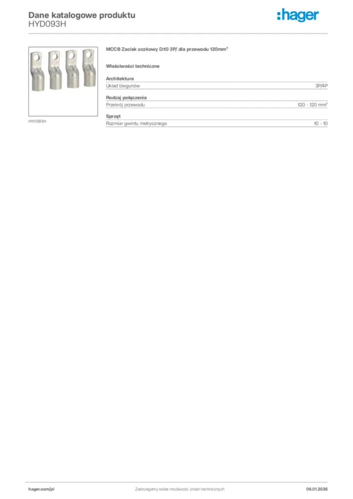 Zdjęcie Hager Karta katalogowa HYD093H | Hager Polska