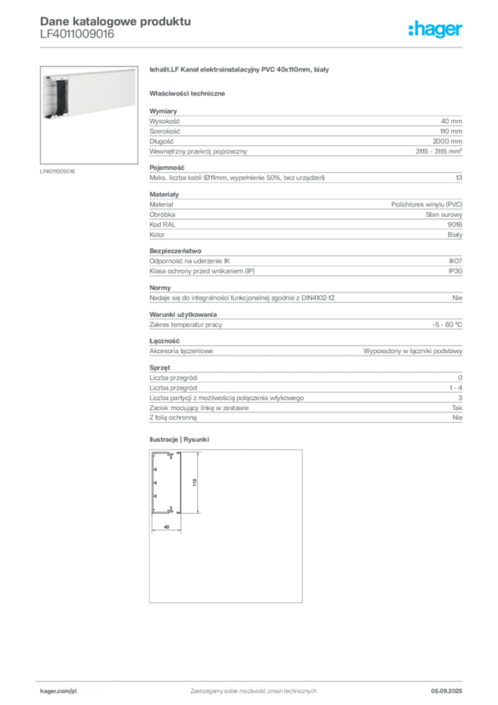 Zdjęcie Hager Dane katalogowe produktu LF4011009016 | Hager Polska