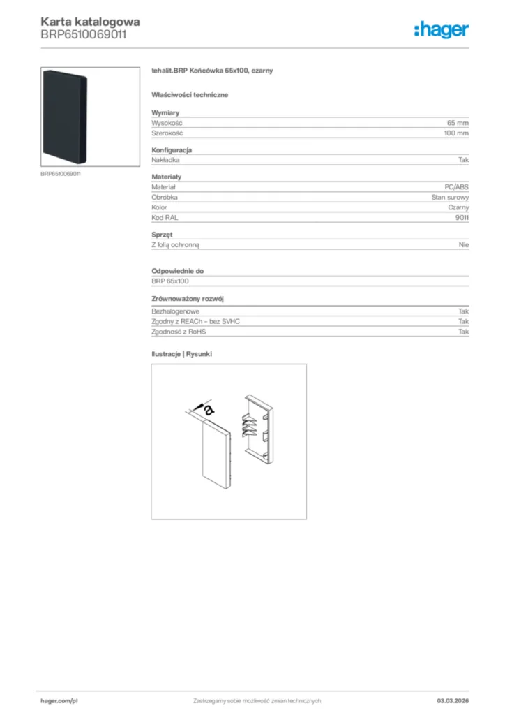 Zdjęcie Hager Karta katalogowa BRP6510069011 | Hager Polska