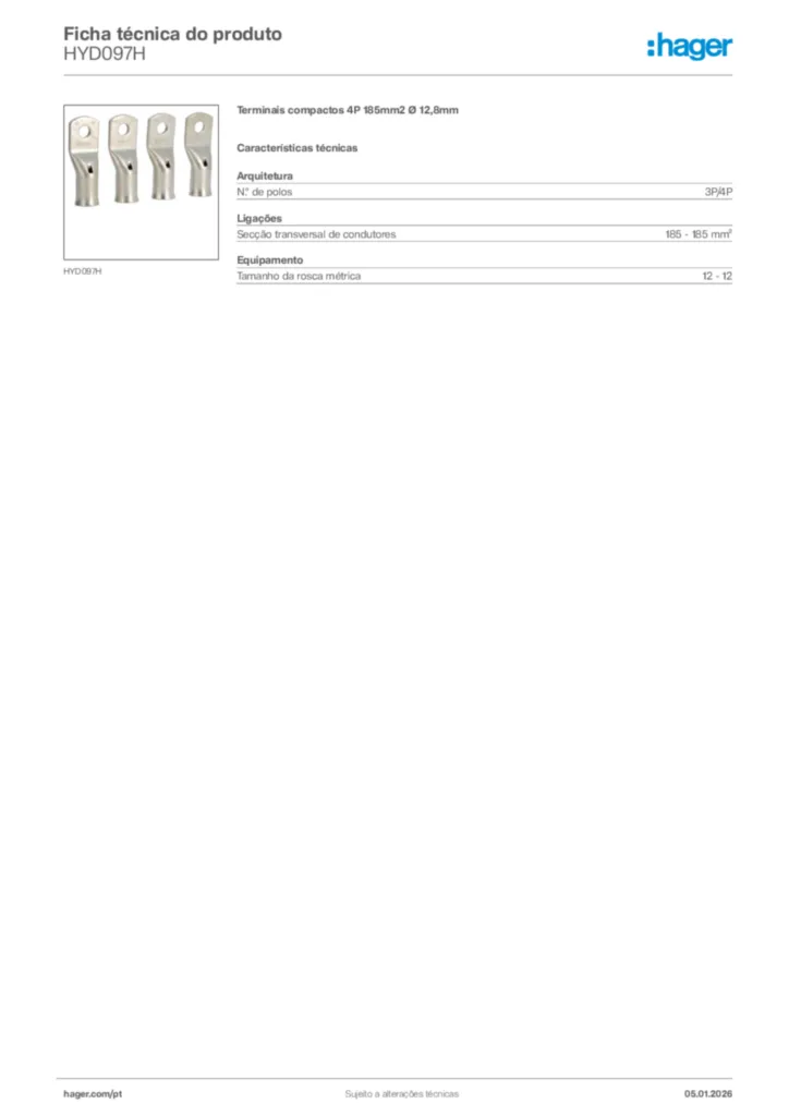 Imagem Hager Ficha técnica do produto HYD097H | Hager Portugal