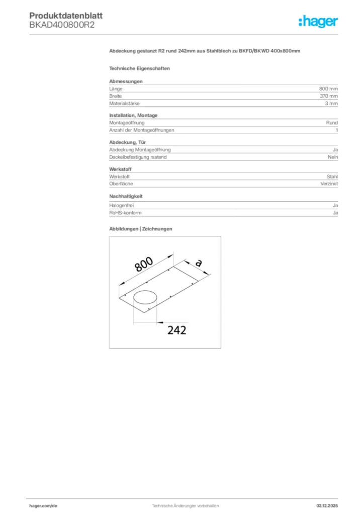 Bild Hager Produktdatenblatt BKAD400800R2 | Hager Deutschland