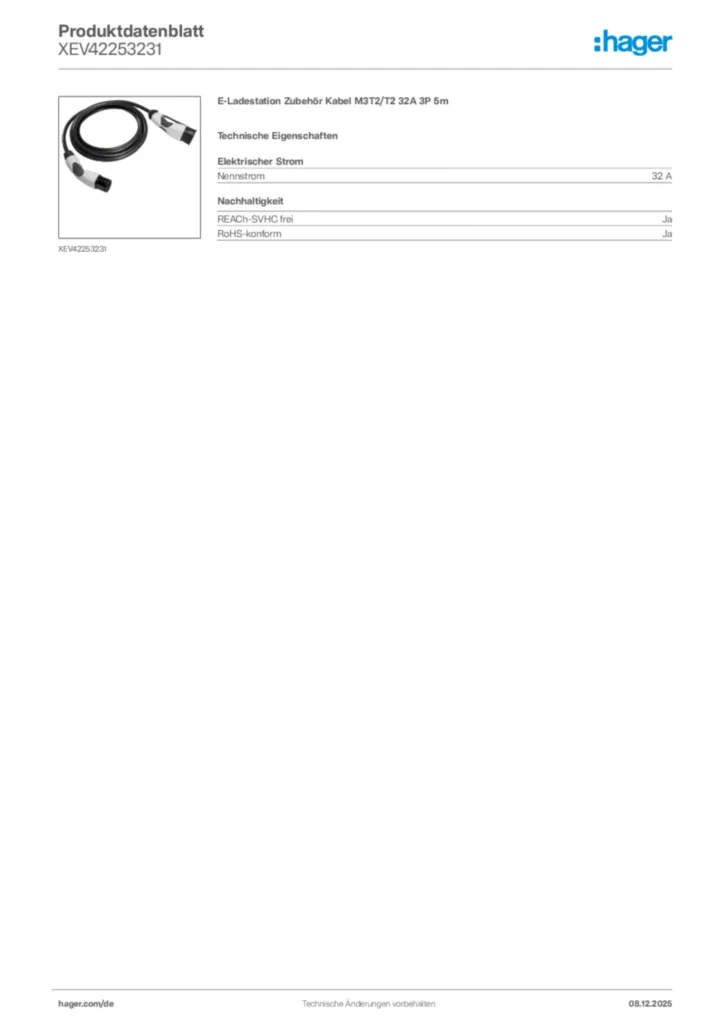 Bild Hager Produktdatenblatt XEV42253231 | Hager Deutschland