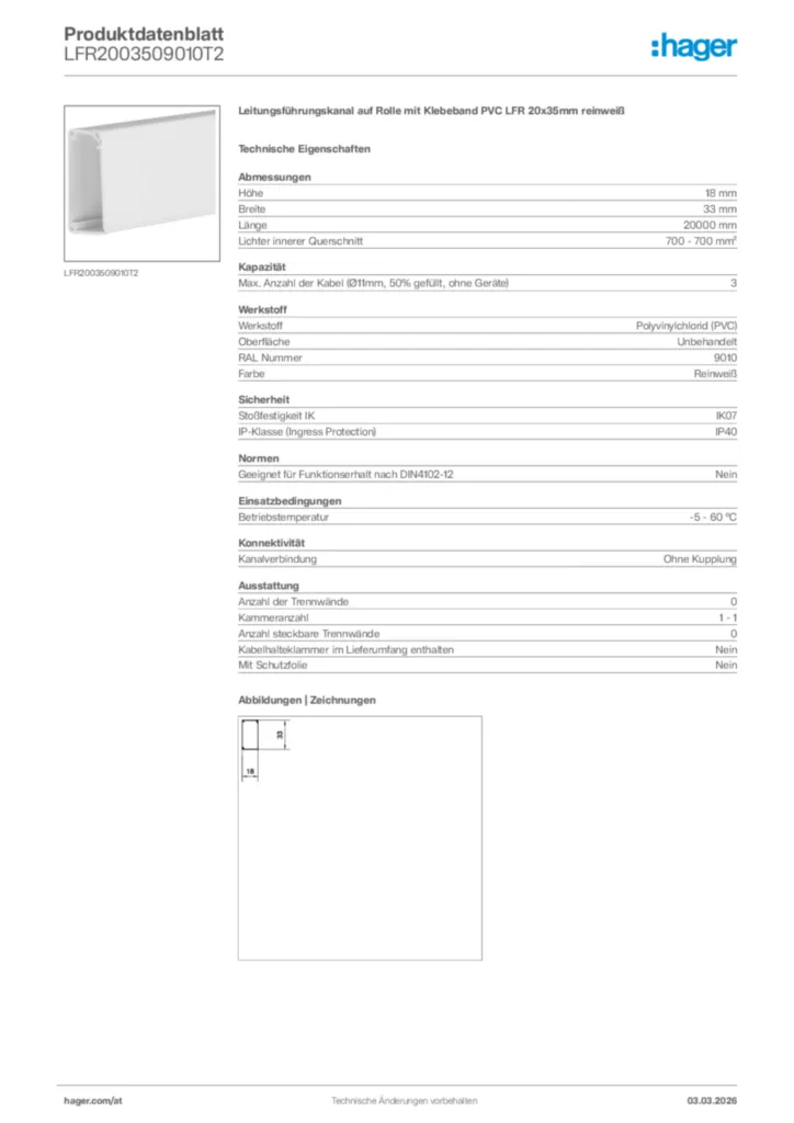 Bild Hager Produktdatenblatt LFR2003509010T2 | Hager Deutschland