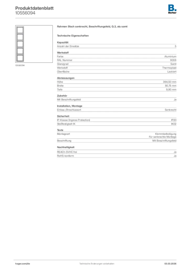 Bild Berker Produktdatenblatt 10556094 | Hager Deutschland