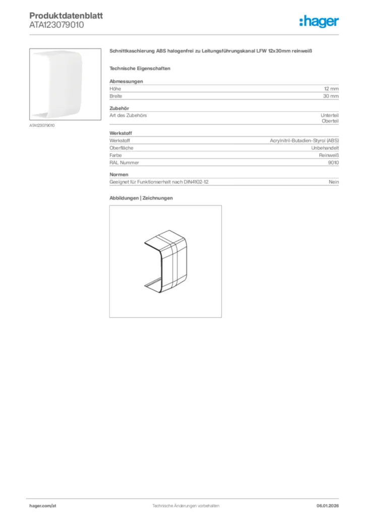 Bild Hager Produktdatenblatt ATA123079010 | Hager Deutschland