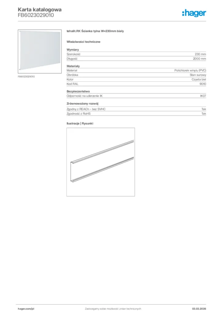 Zdjęcie Hager Karta katalogowa FB6023029010 | Hager Polska