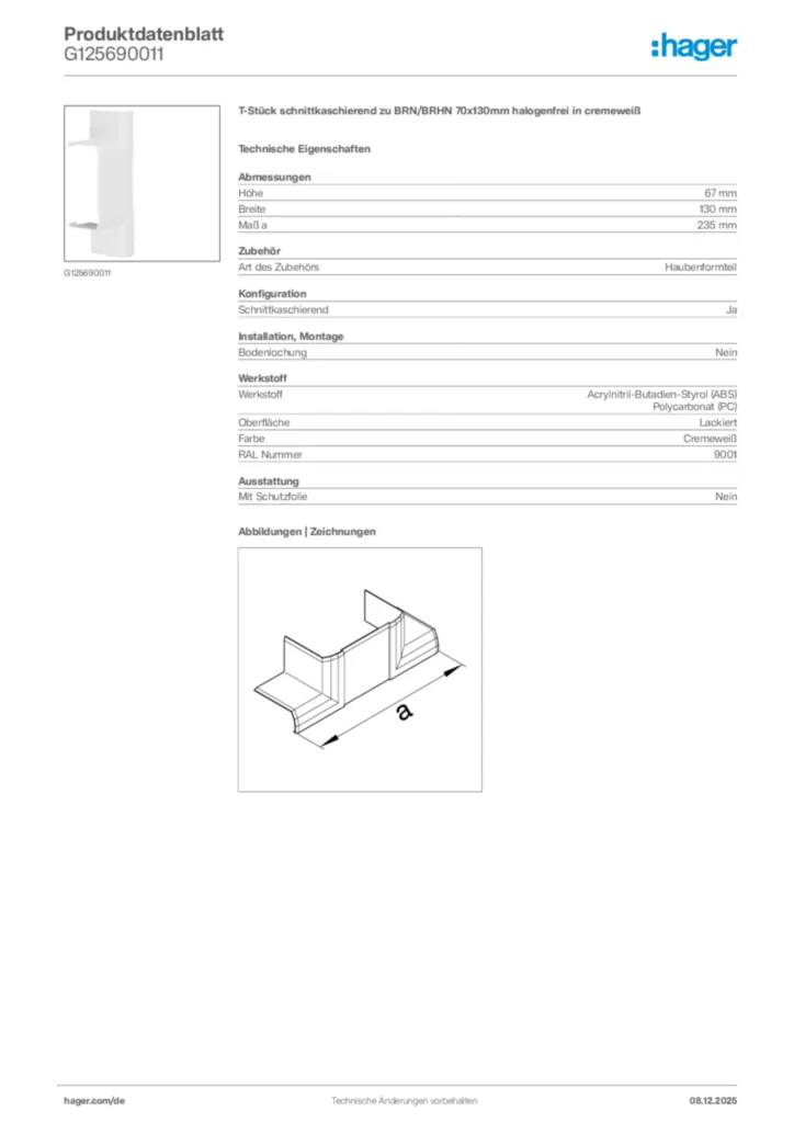 Bild Hager Produktdatenblatt G125690011 | Hager Deutschland