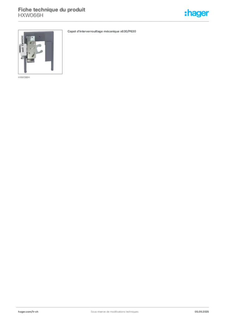 Image Hager Fiche technique du produit HXW066H | Hager Suisse