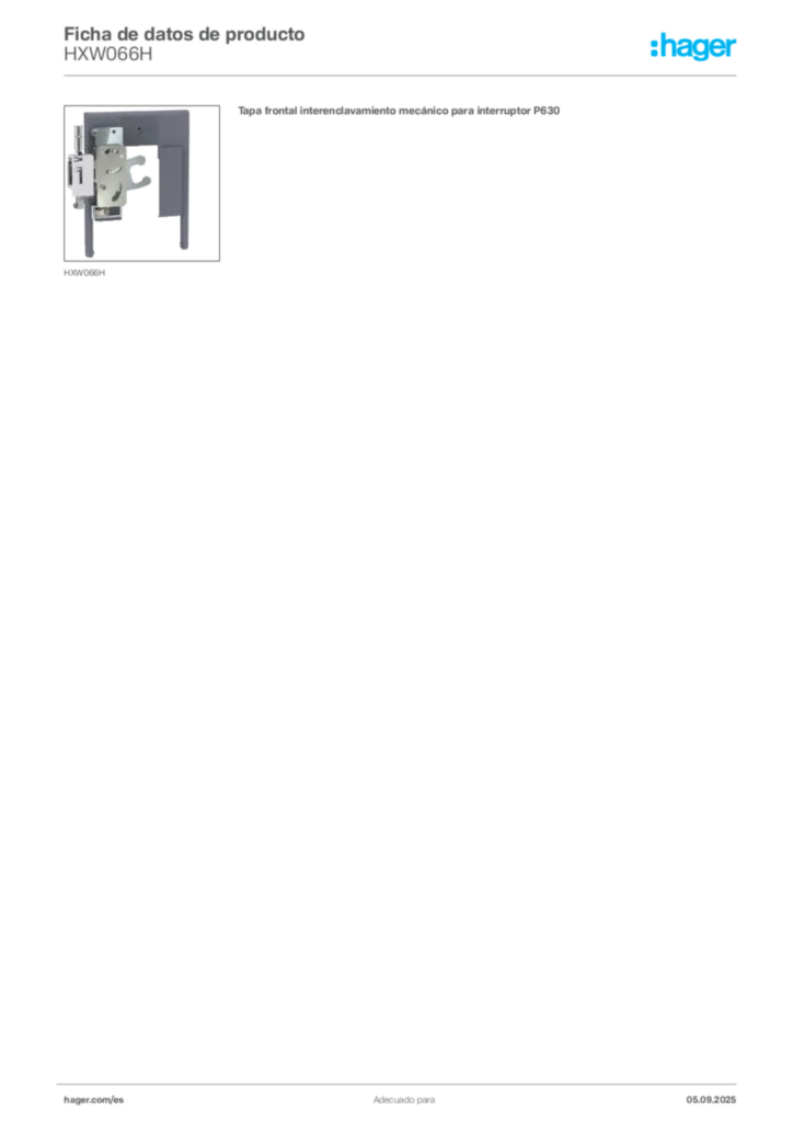 Imagen Hager Ficha de datos de producto HXW066H | Hager España