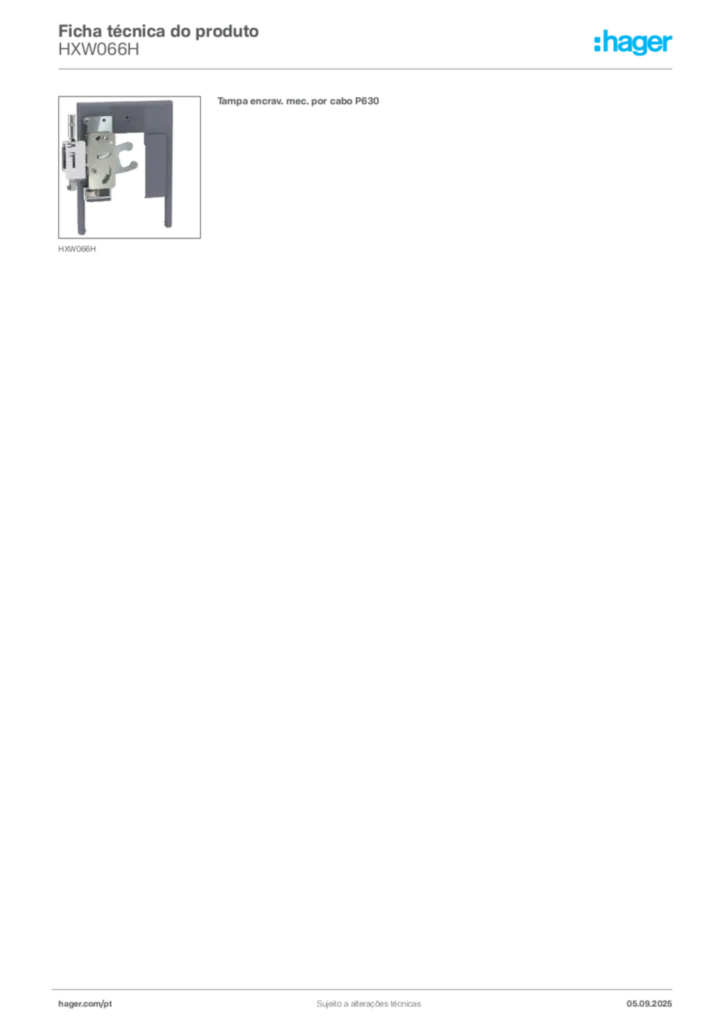 Imagem Hager Ficha técnica do produto HXW066H | Hager Portugal