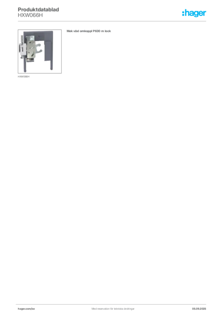 Bild Hager Produktdatablad HXW066H | Hager Sverige