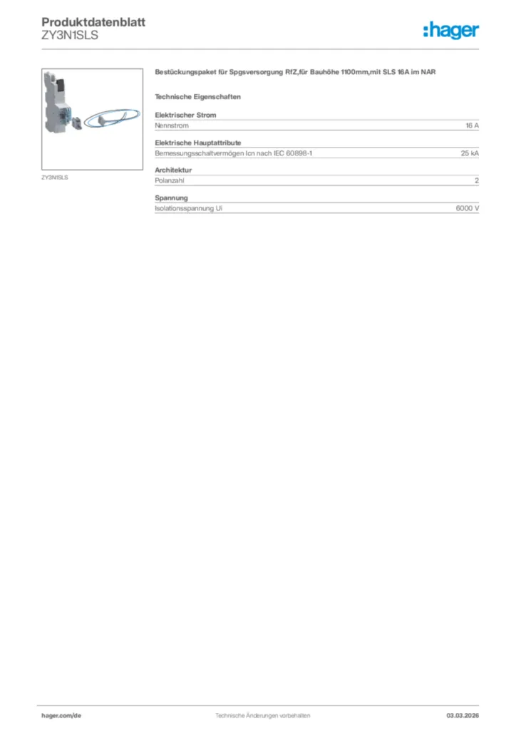 Bild Hager Produktdatenblatt ZY3N1SLS | Hager Deutschland