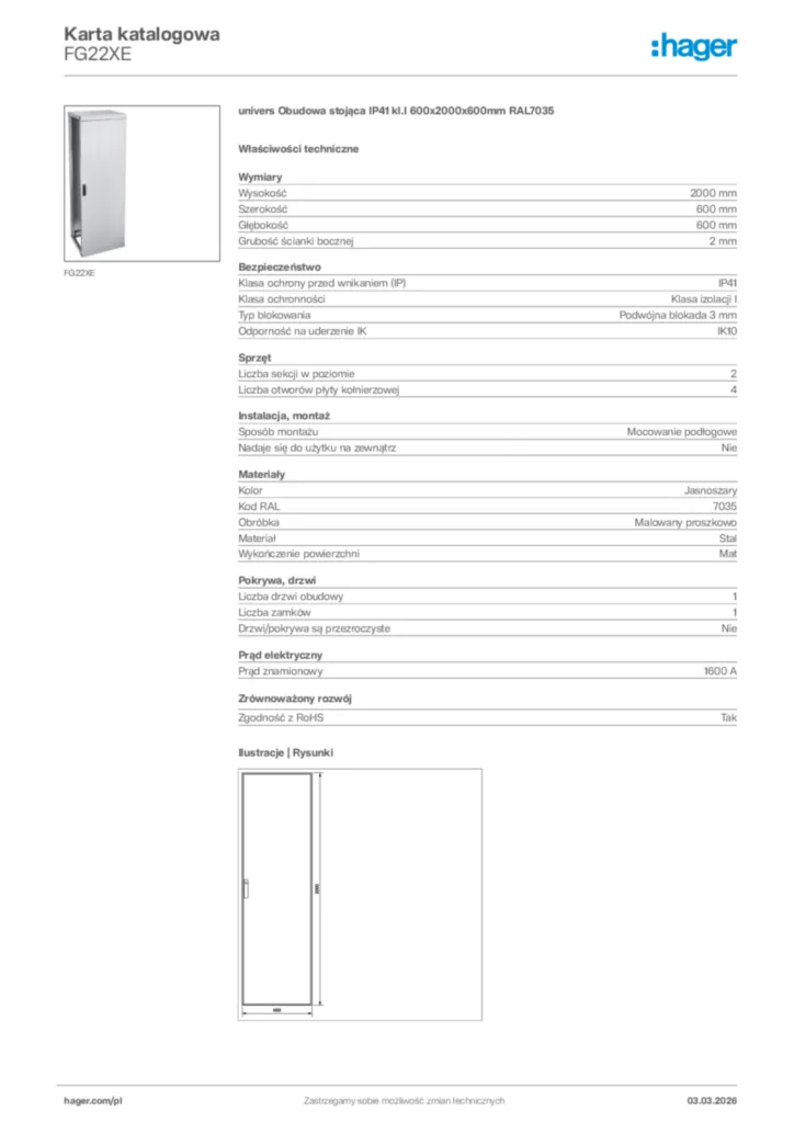 Zdjęcie Hager Karta katalogowa FG22XE | Hager Polska