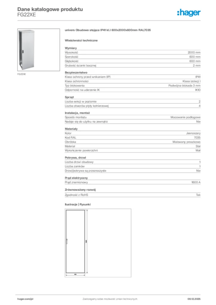 Zdjęcie Hager Karta katalogowa FG22XE | Hager Polska