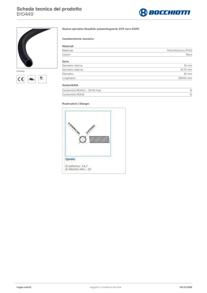 Immagine Bocchiotti Scheda tecnica del prodotto B10449 | Hager Italia