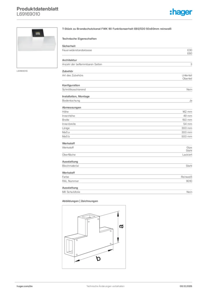 Bild Hager Produktdatenblatt L69169010 | Hager Deutschland