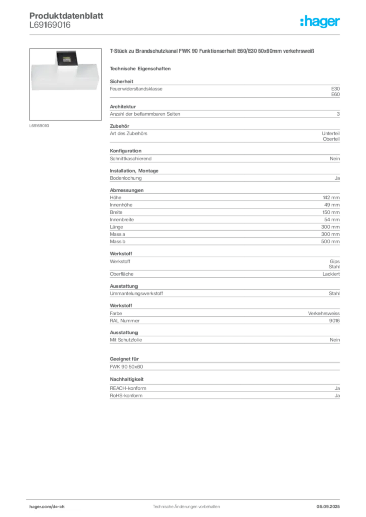 Bild Hager Produktdatenblatt L69169016 | Hager Schweiz