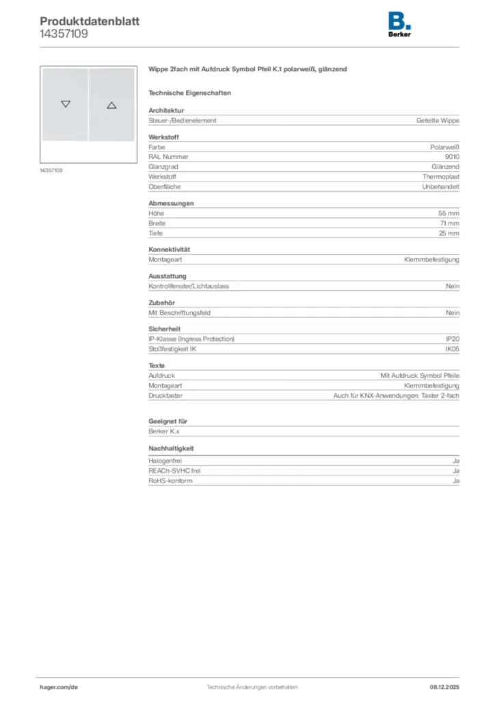 Berker Produktdatenblatt 14357109