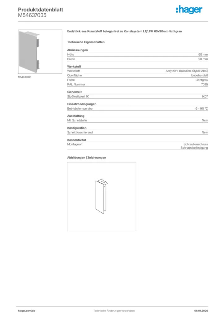 Bild Hager Produktdatenblatt M54637035 | Hager Deutschland