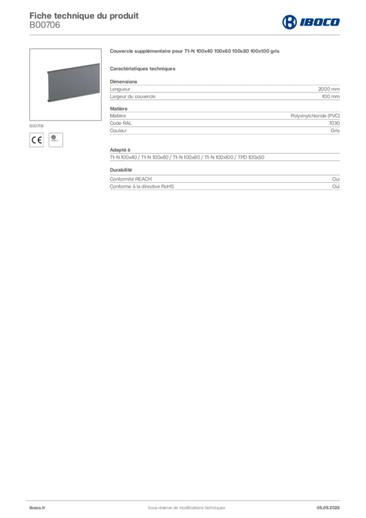 Image Iboco Fiche technique du produit B00706 | Hager France