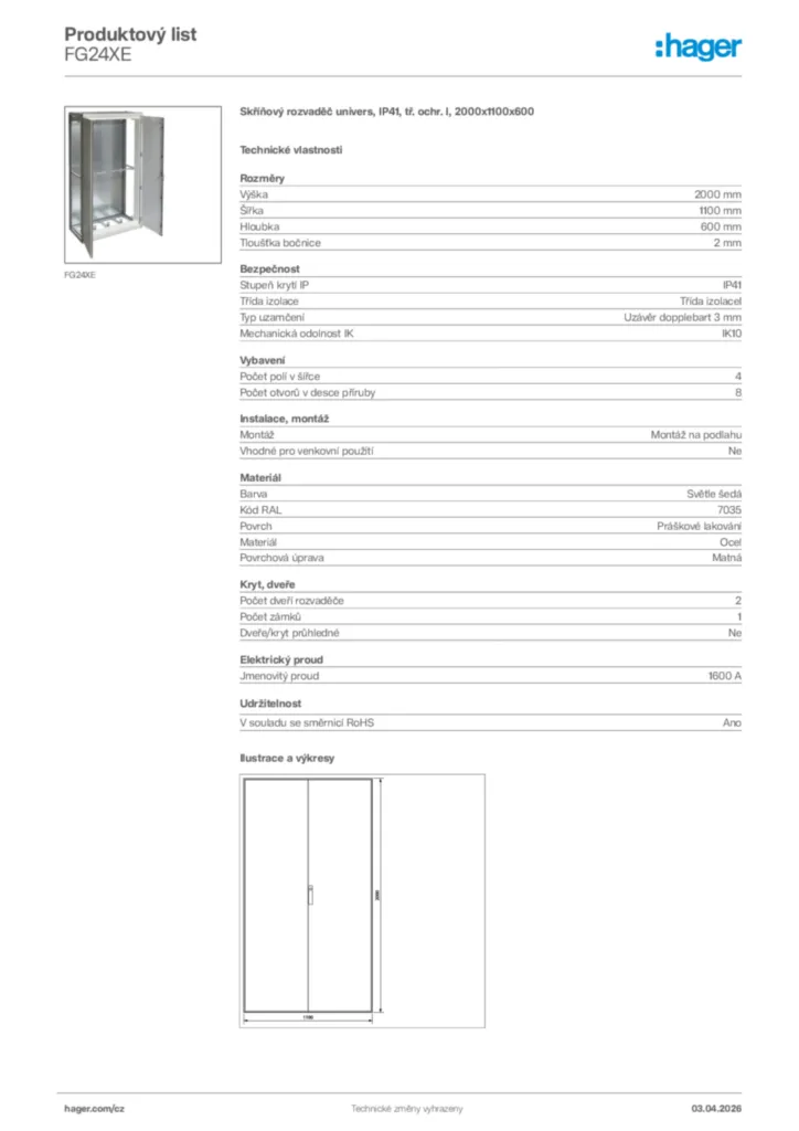 Obrázek Hager Product data sheet FG24XE | Hager