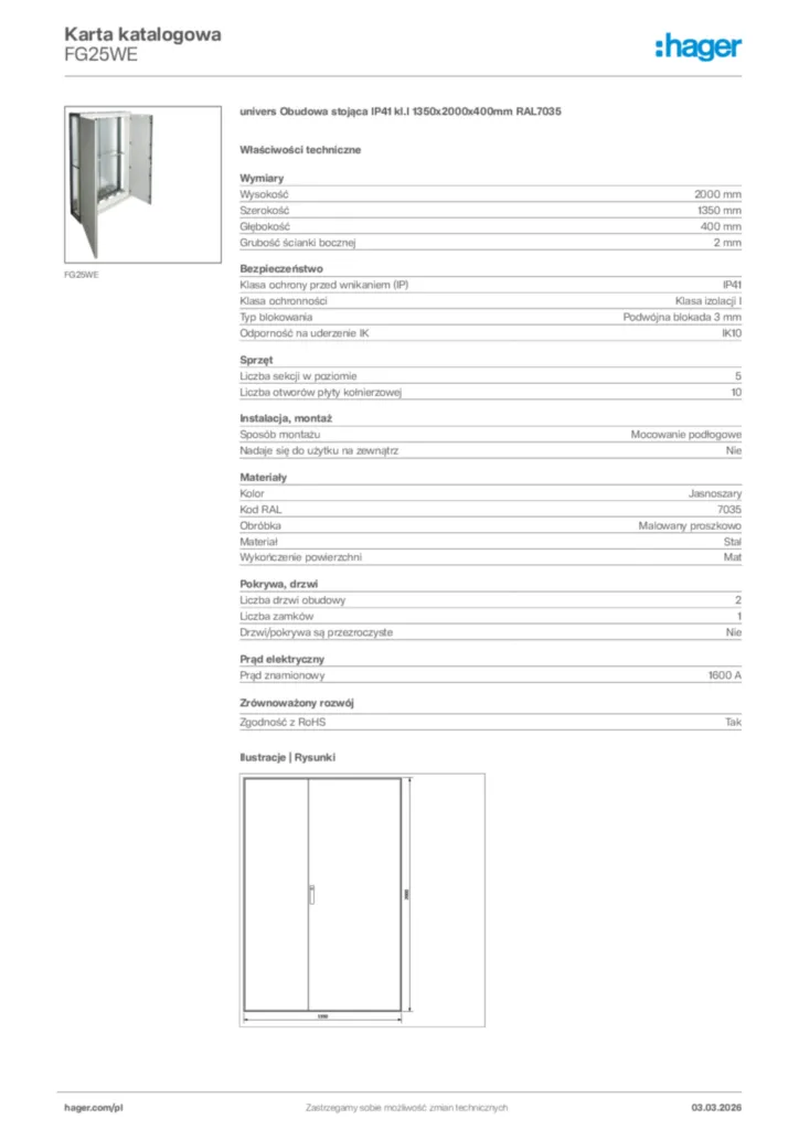 Zdjęcie Hager Karta katalogowa FG25WE | Hager Polska