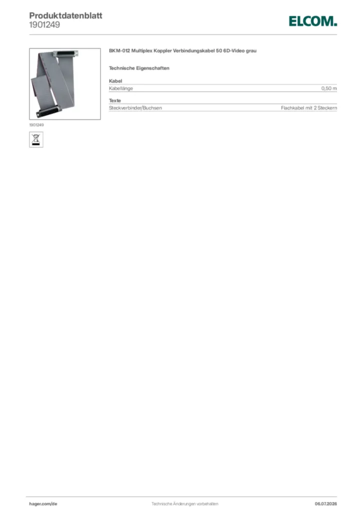 Bild Elcom Produktdatenblatt 1901249 | Hager Deutschland