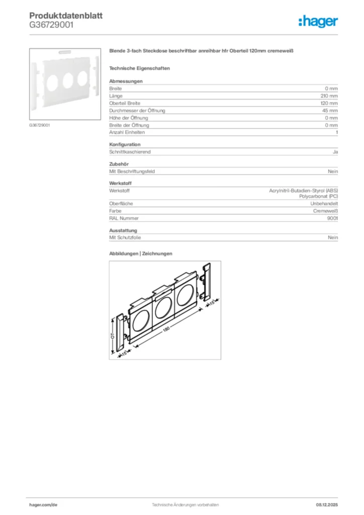 Bild Hager Produktdatenblatt G36729001 | Hager Deutschland