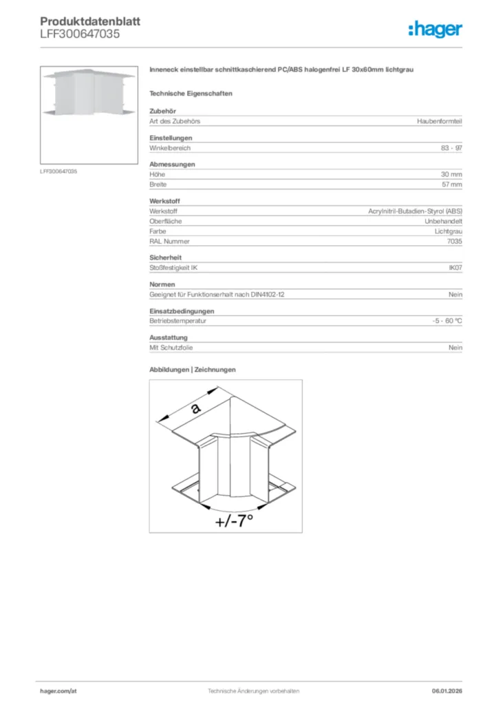 Bild Hager Produktdatenblatt LFF300647035 | Hager Deutschland