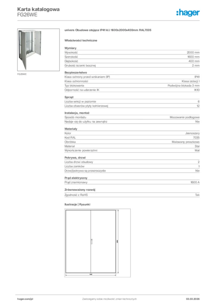 Zdjęcie Hager Karta katalogowa FG26WE | Hager Polska