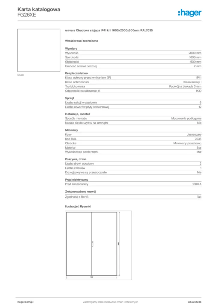 Zdjęcie Hager Karta katalogowa FG26XE | Hager Polska