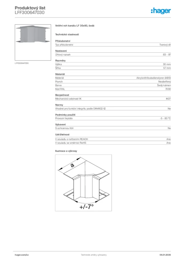 Obrázek Hager Product data sheet LFF300647030 | Hager