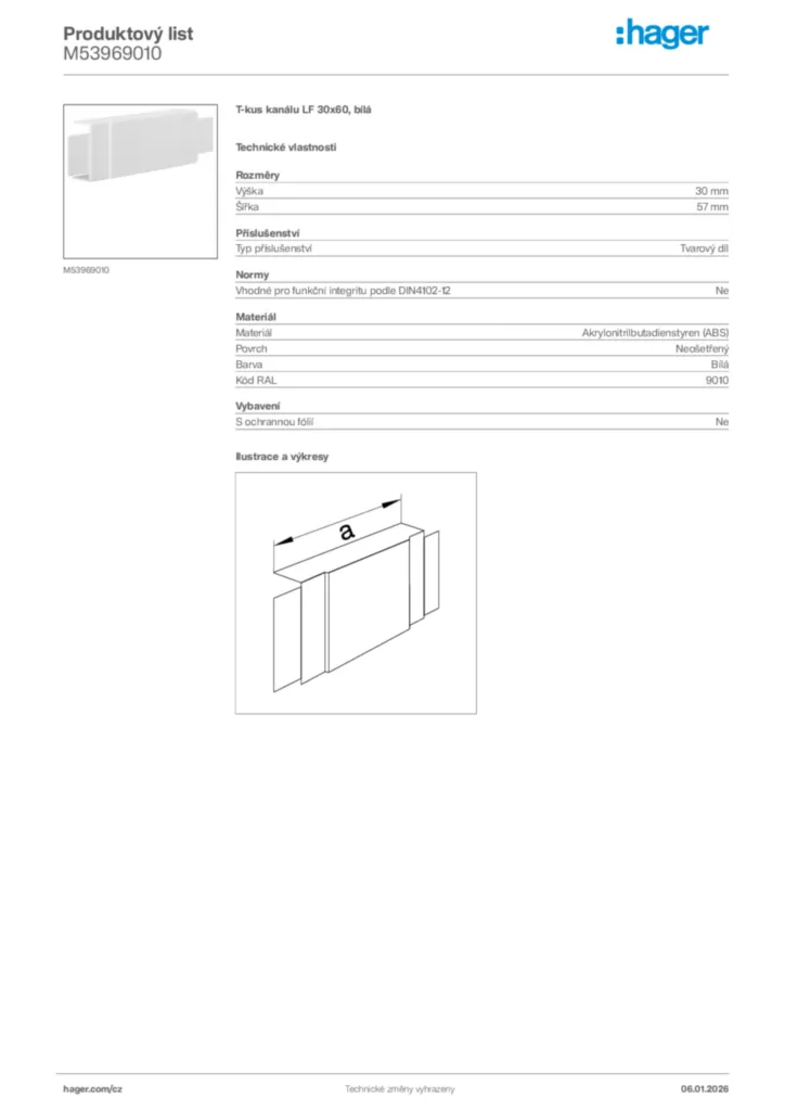 Obrázek Hager Product data sheet M53969010 | Hager