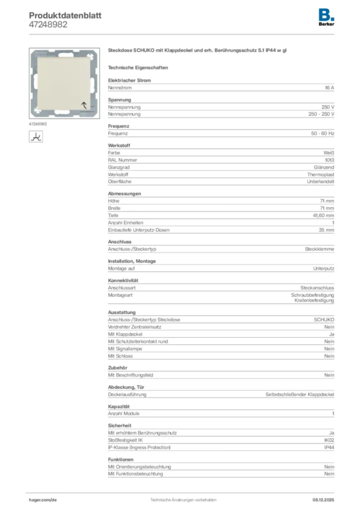Bild Berker Produktdatenblatt 47248982 | Hager Deutschland