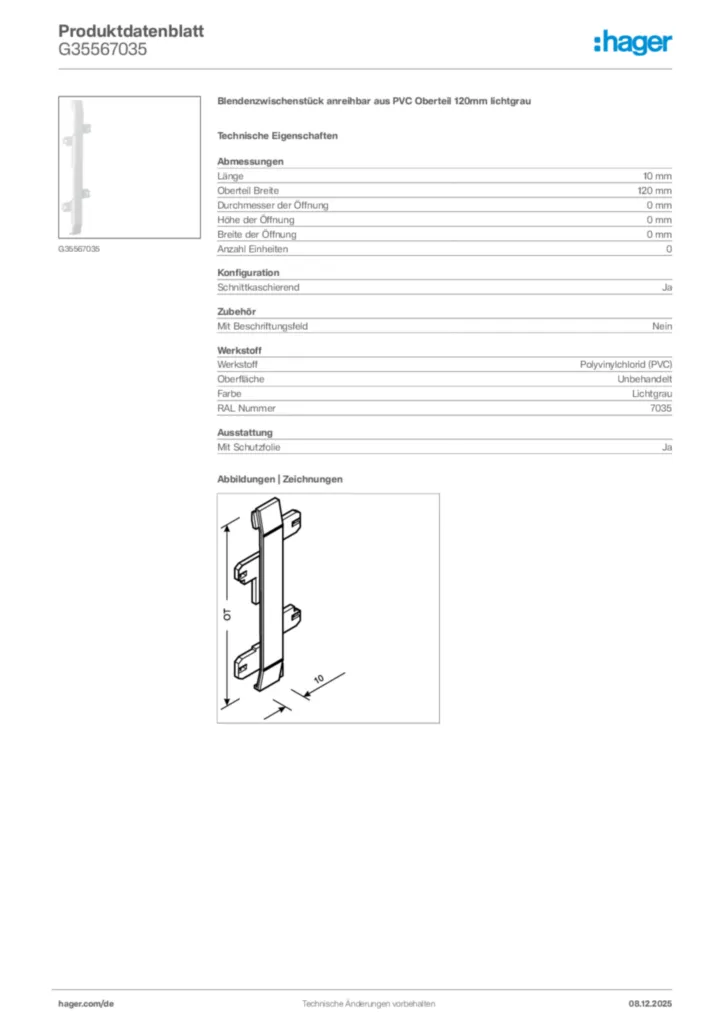Bild Hager Produktdatenblatt G35567035 | Hager Deutschland