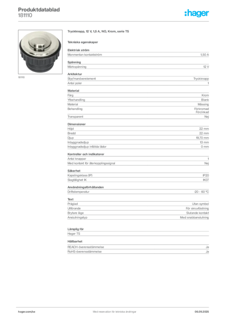 Bild Hager Produktdatablad 181110 | Hager Sverige