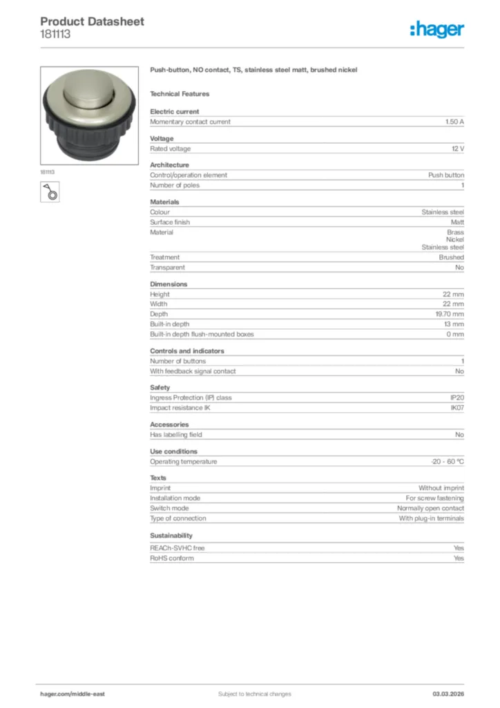 Image Hager Product data sheet 181113  | Hager