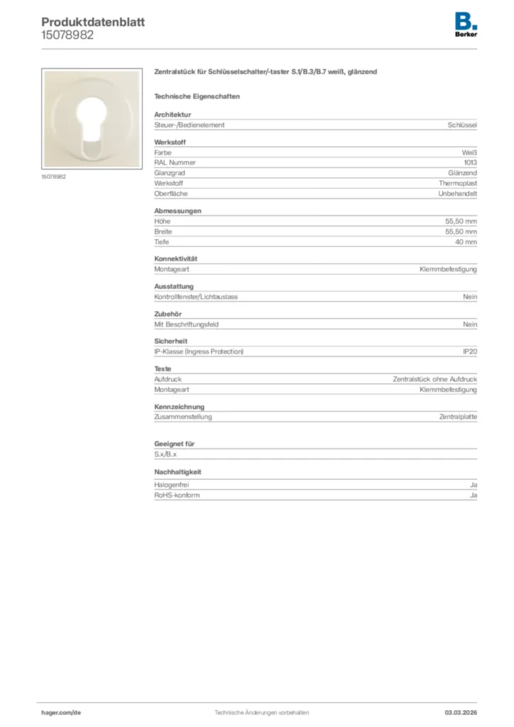 Bild Berker Produktdatenblatt 15078982 | Hager Deutschland