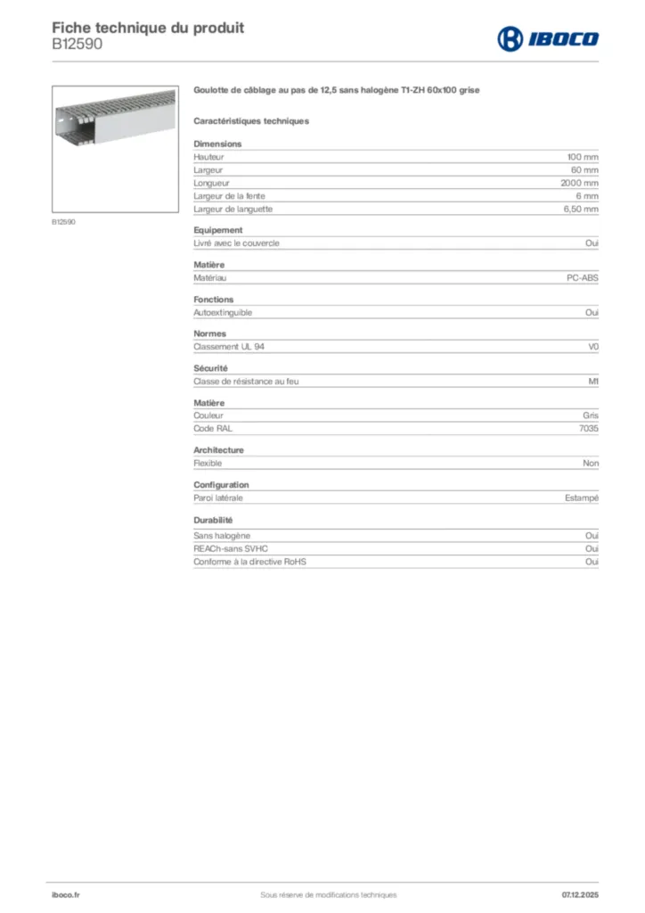 Image Iboco Fiche technique du produit B12590 | Hager France