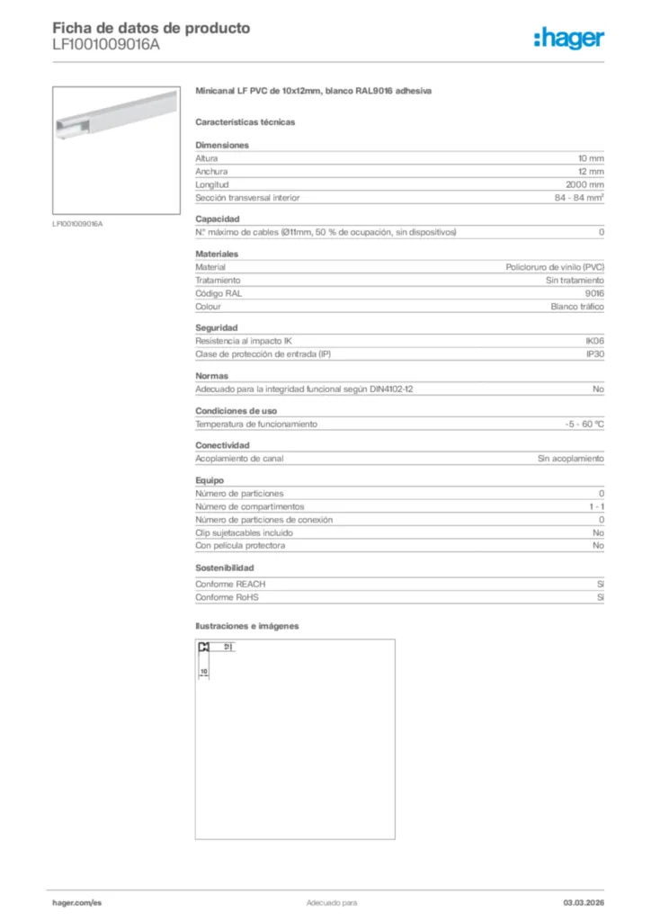 Imagen Hager Ficha de datos de producto LF1001009016A | Hager España