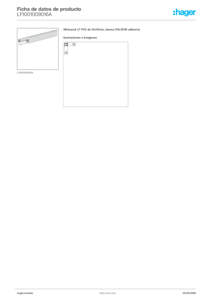 Imagen Hager Ficha de datos de producto LF1001009016A | Hager España