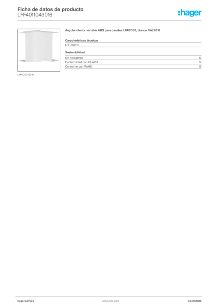 Imagen Hager Ficha de datos de producto LFF4011049016 | Hager España
