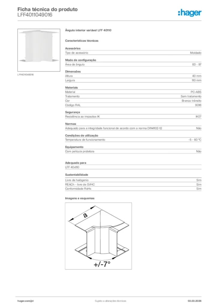 Imagem Hager Ficha técnica do produto LFF4011049016 | Hager Portugal