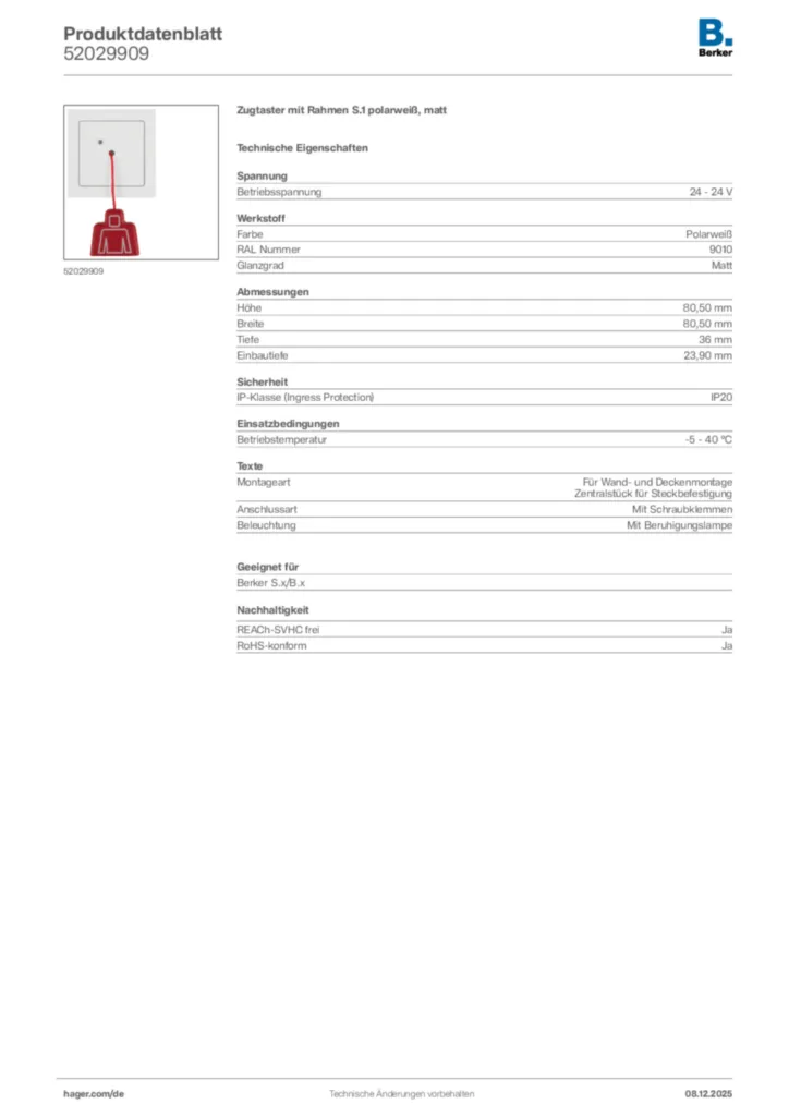 Berker Produktdatenblatt 52029909