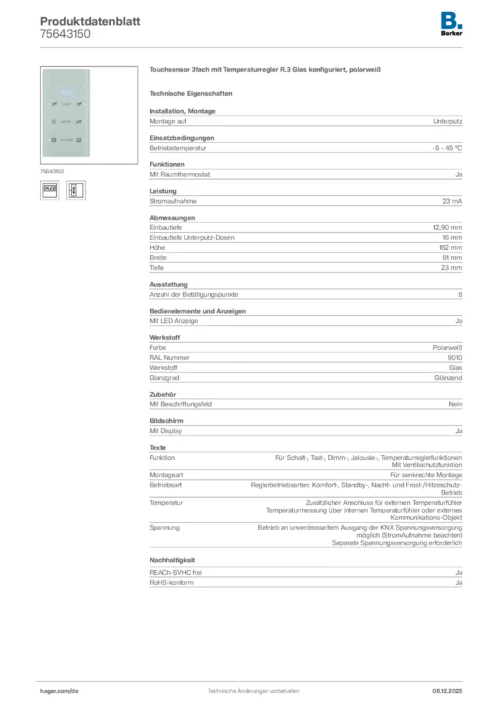 Berker Produktdatenblatt 75643150